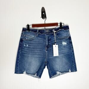 Kancan High Rise Frayed Hem Distressed Denim Jean Shorts Women’s Size 11/29 NWT